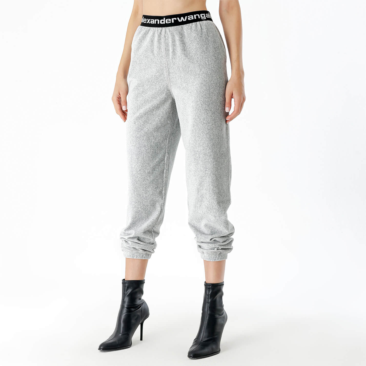 Aleander Wang - Grey Velvet Alexander Wang Logo Band Trackpants